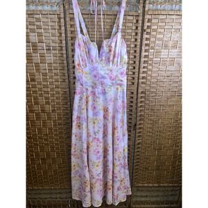 Women's Pink Flowered Flowing Spaghetti Strap Dress Spring Floral Size XL